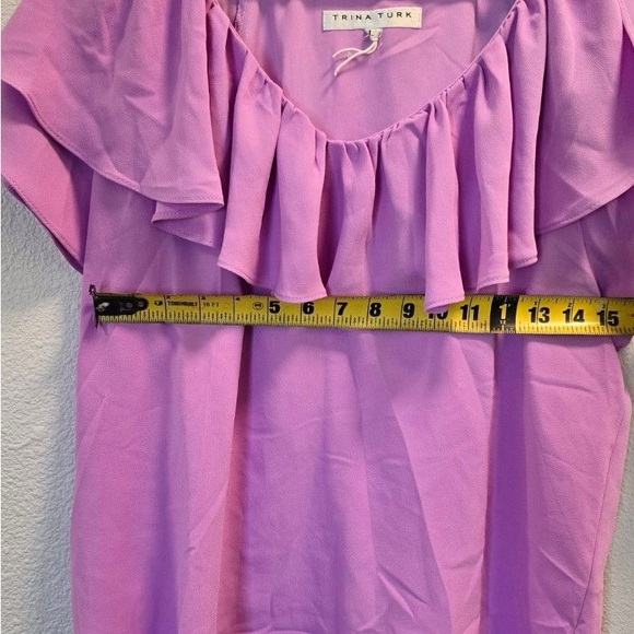 Trina Turk V-neck fringe women’s blouse - Picture 4 of 6